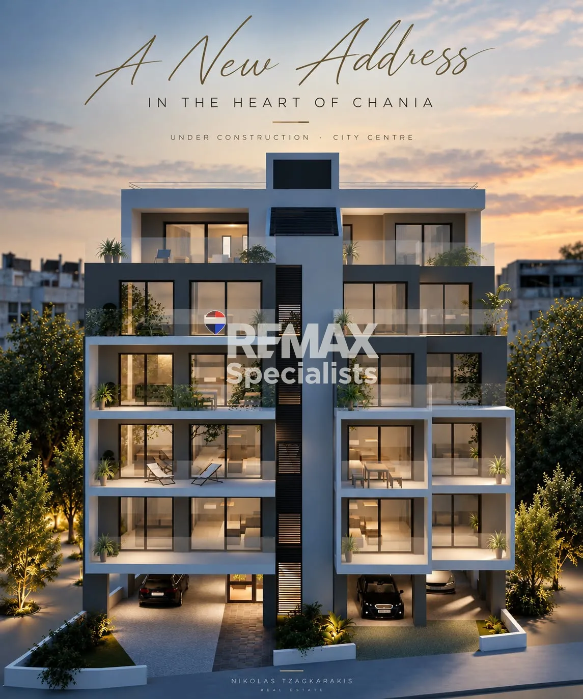 Apartament în construcție în centrul Chaniei · Vizualizare arhitecturală — nu este o fotografie a proprietății finalizate 1